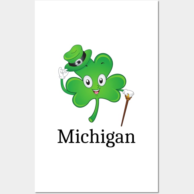 St Patrick's  Irish Shamrock MICHIGAN, Irish Gift forWife Wall Art by yassinebd